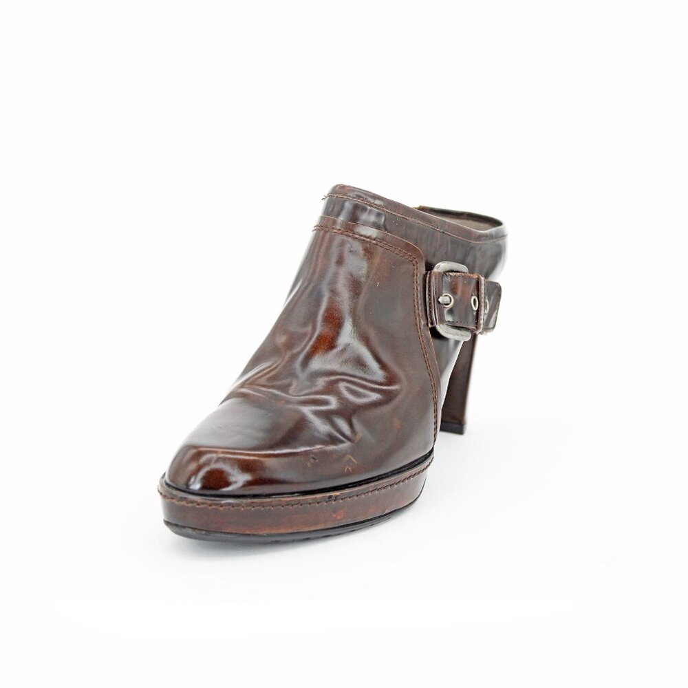 Stuart Weitzman Patent Leather Brown High Heel Platform Mules: Size US 10 D - Picture 6 of 7